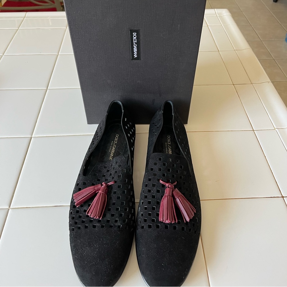 Dolce & Gabbana Mens Tassel Loafer (Suede/Perforated Leather Design)(US Size 10)